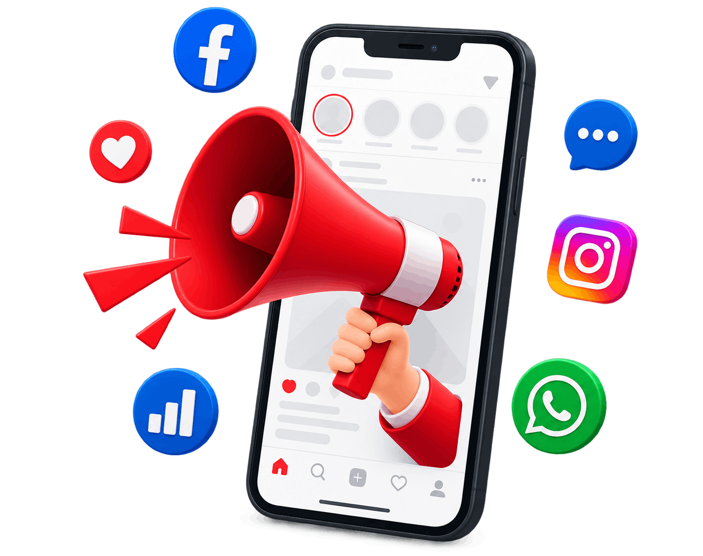 Social media marketing smartphone illustration
